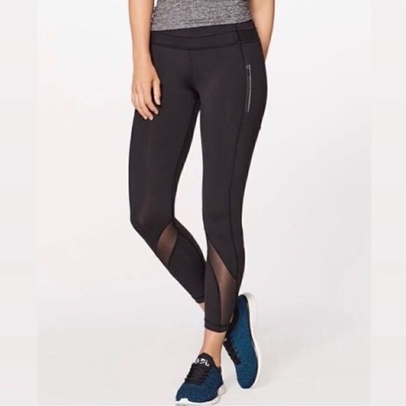Lululemon 25” Inspire Tight II Mesh Zipper Leggings Black 4 - Picture 1 of 7
